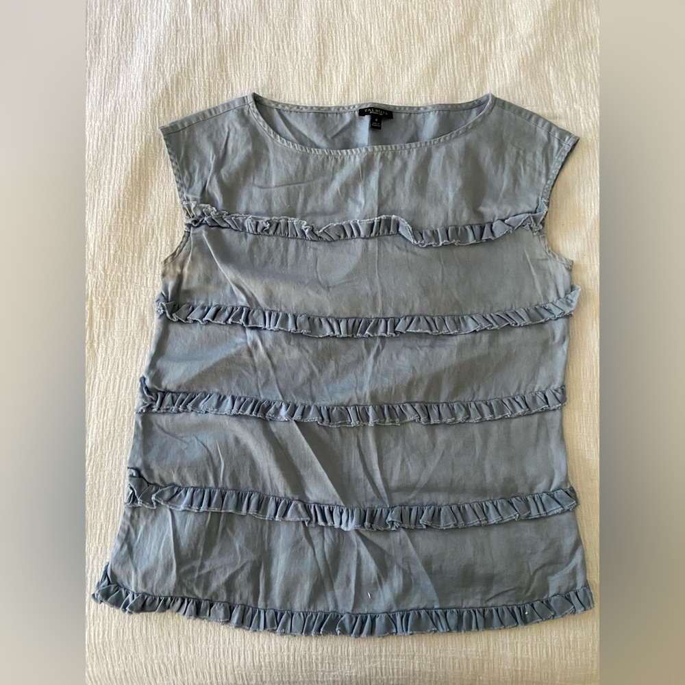 Talbots grayish blue ruffled blouse - size 4.